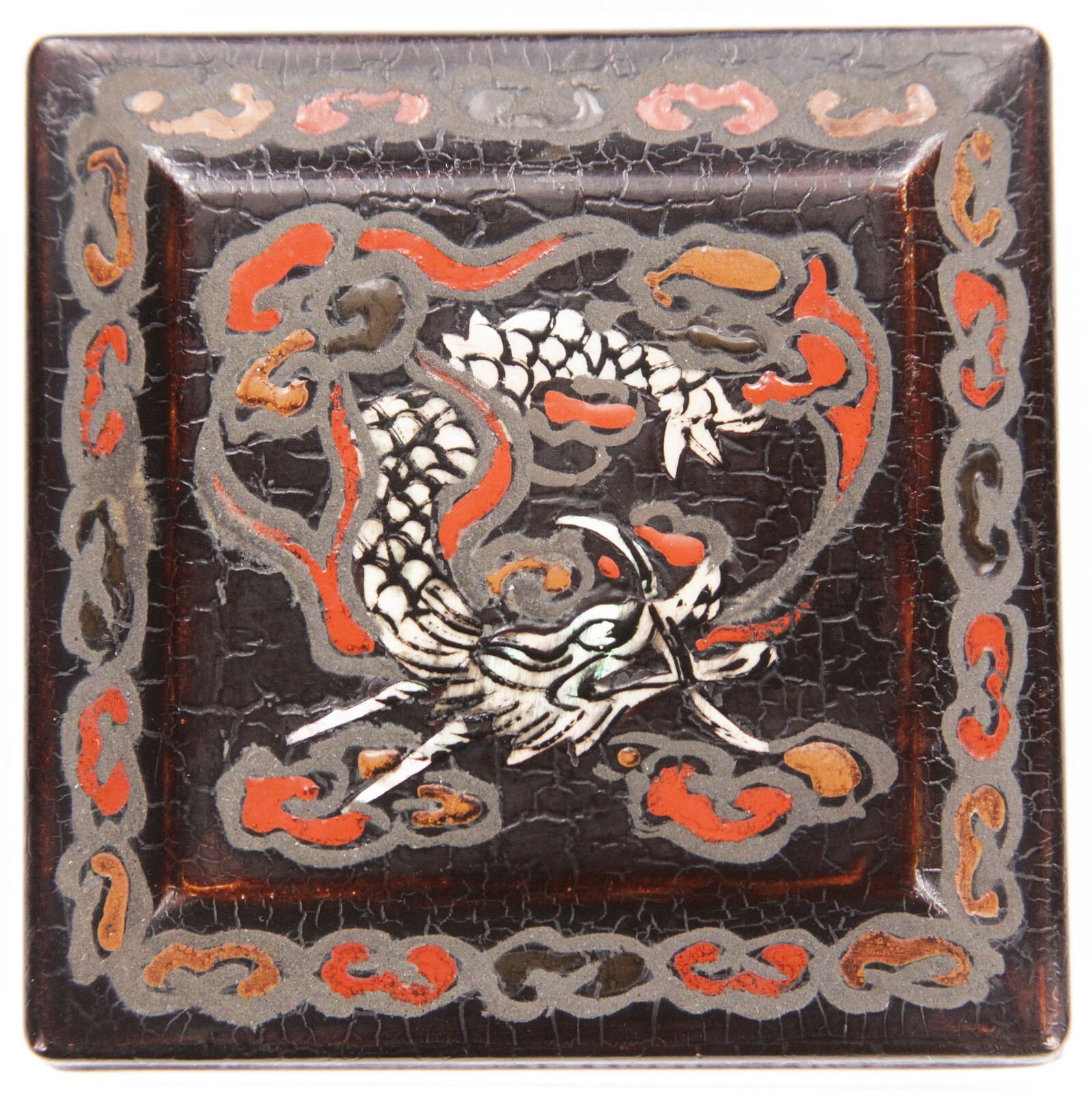 Antique 19th Cent Korean Chinese Lacquer Box Dragon Mother of Pearl Najeonchilgi Antique 19th Cent Korean Chinese Lacquer Box Dragon Mother of Pearl Najeonchilgi