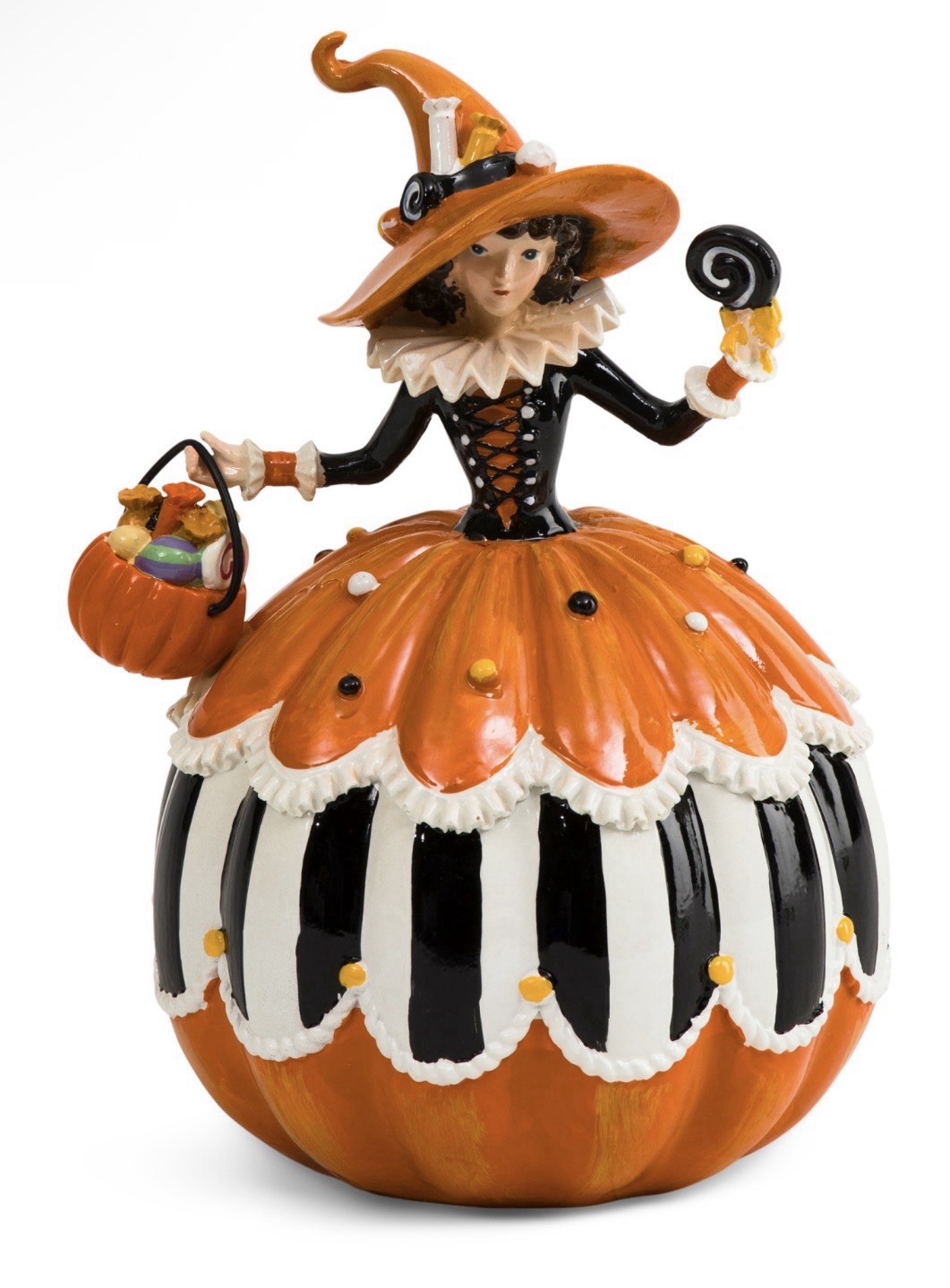 Bella Lux Halloween Witch Girl Pumpkin Candy Figurine 11 inch Figure New Orange