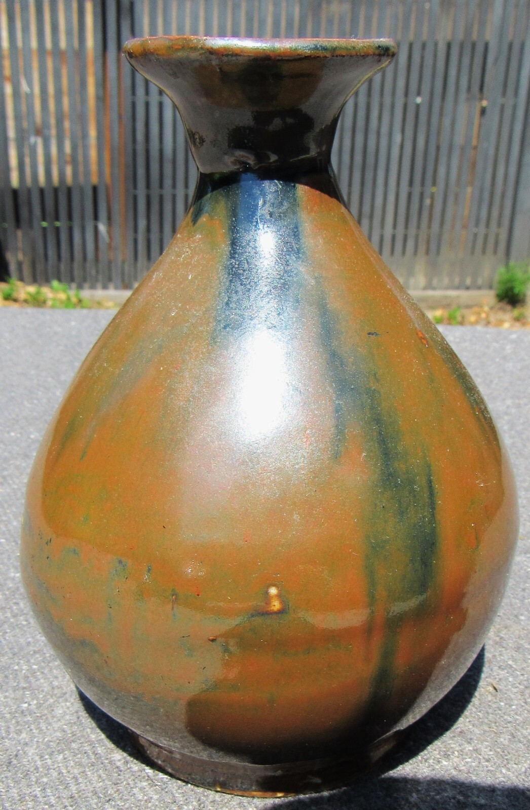YUAN DYNASTY? HENAN BROWN GLAZED POTTERY  PEAR SHAPE BOTTLE VASE CHINESE 6 1/2\