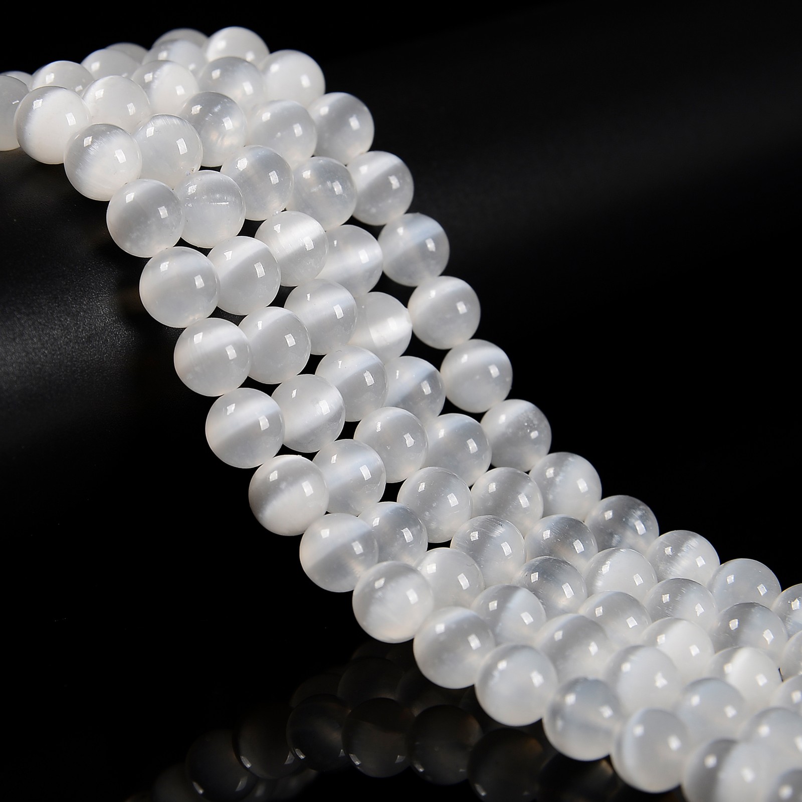 Natural Selenite Smooth Round Beads Size 6mm 8mm 10mm 12mm 16mm 18mm 15.5\