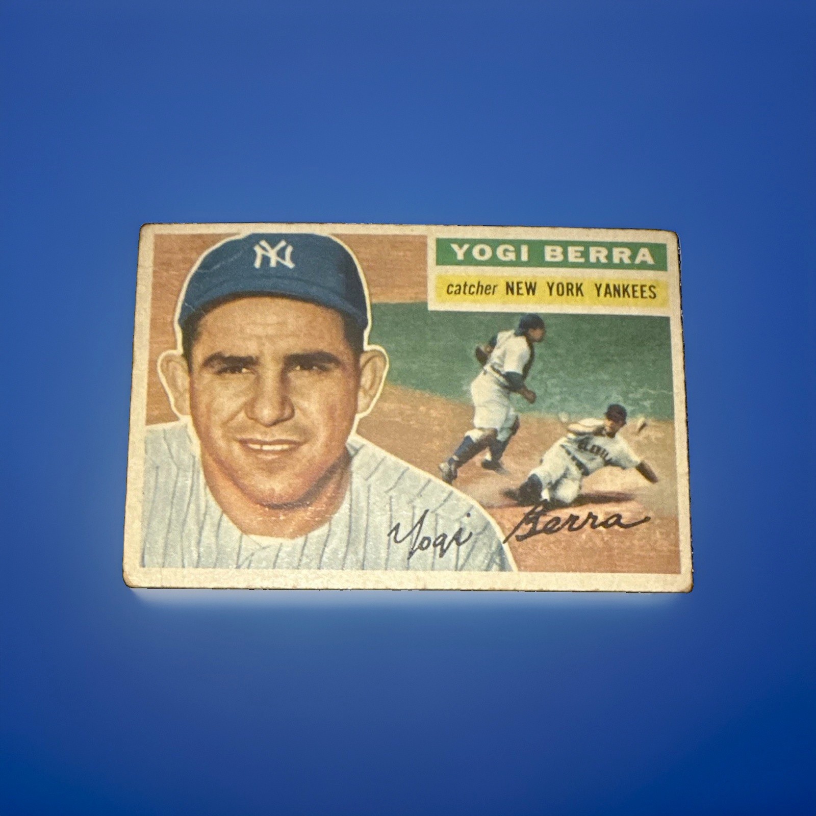 Topps 1956 Yogi Berra Gray Back #110 New York Yankees, VG-EX, AI Grade 4/5 Topps 1956 Yogi Berra Gray Back #110 New York Yankees, VG-EX, AI Grade 4/5