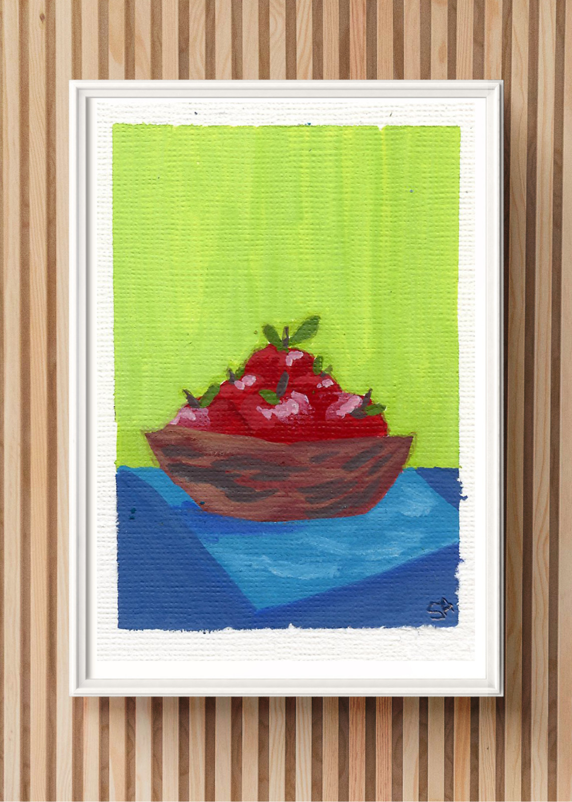 ACEO/ ATC Apples Kitchen Table Acrylic OOAK Original Art SaraClaireArt