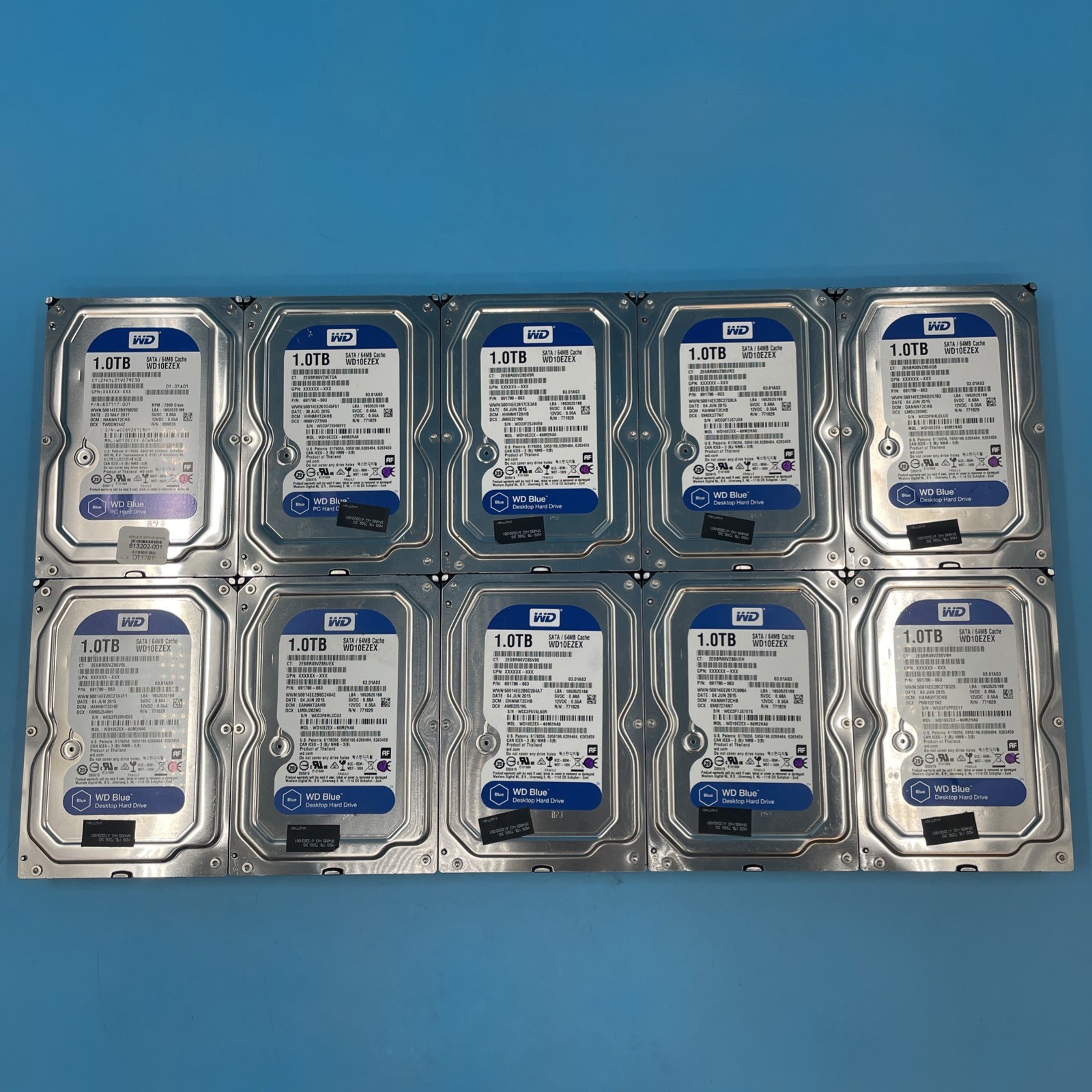 (LOT OF 10) Western Digital WD Blue 1TB HDD 3.5