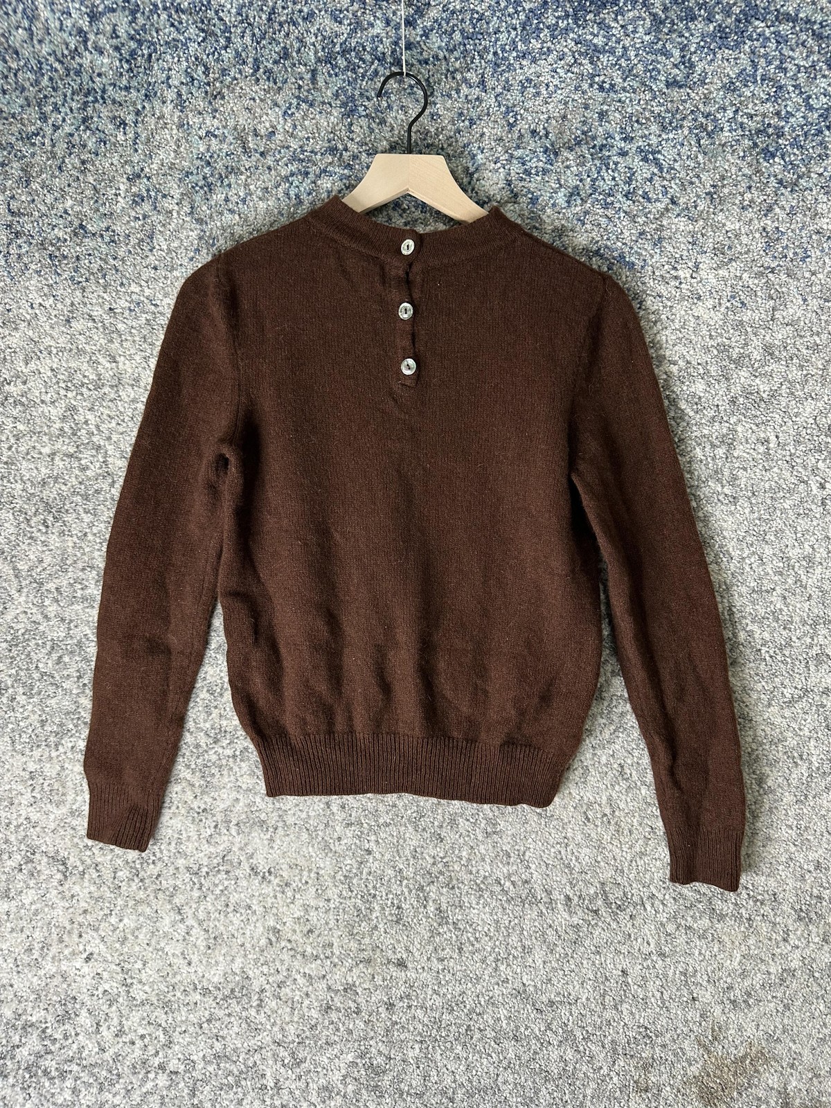 A.P.C. Sweater Womens XS Brown Yak Wool Mock Neck Henley Pullover Long Sleeve