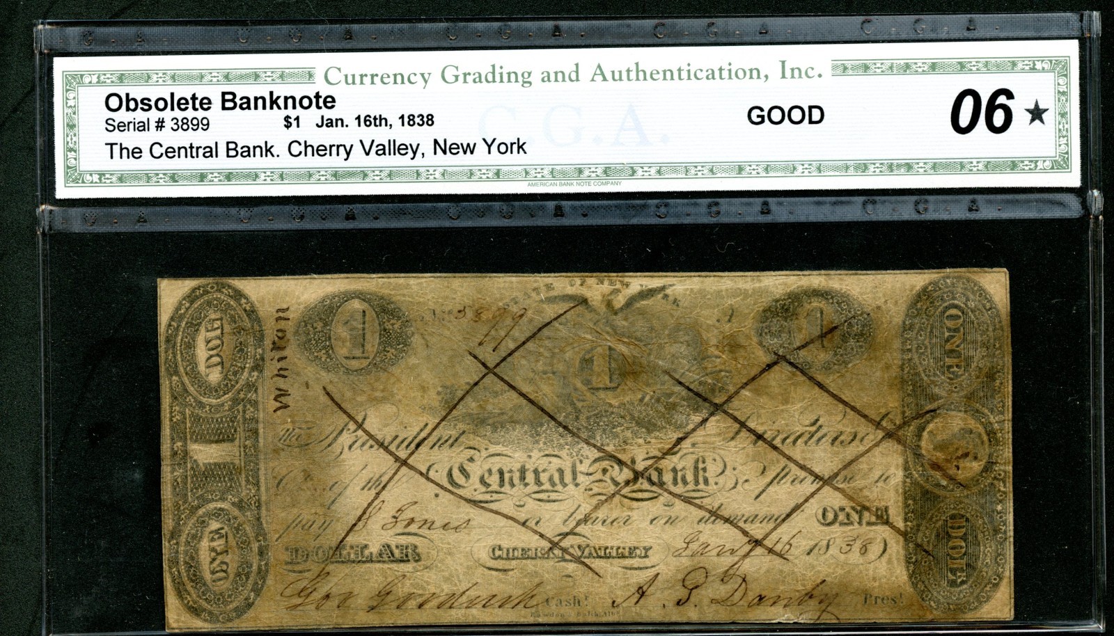 1838 CHERRY VALLEY NY $1.00 CGA06* COOL HISTORICAL TOWN PLEASE LQQK 