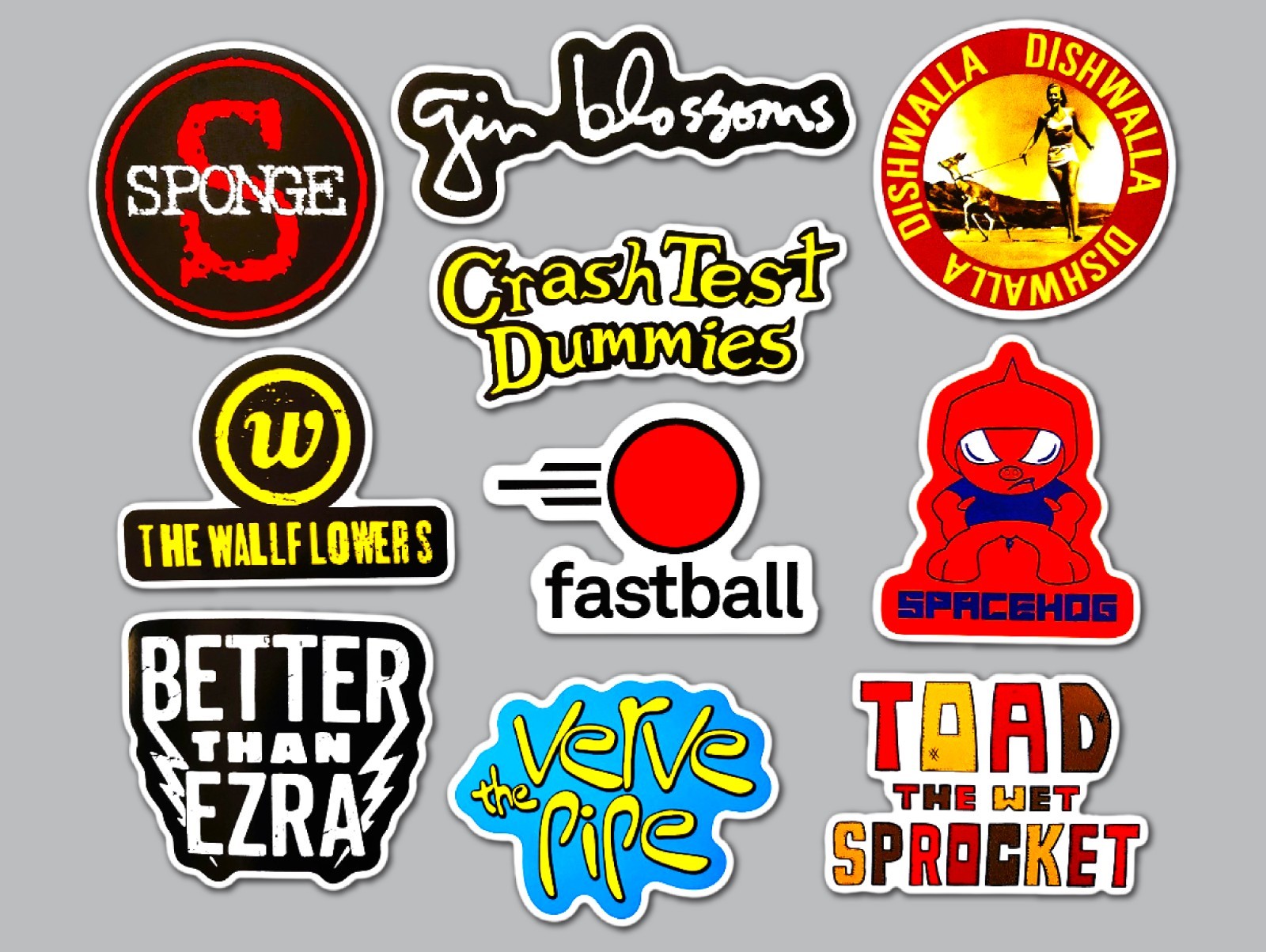 90's Alternative Vinyl Sticker Pack (Qty 10) SET 19 spacehog dishwalla sponge