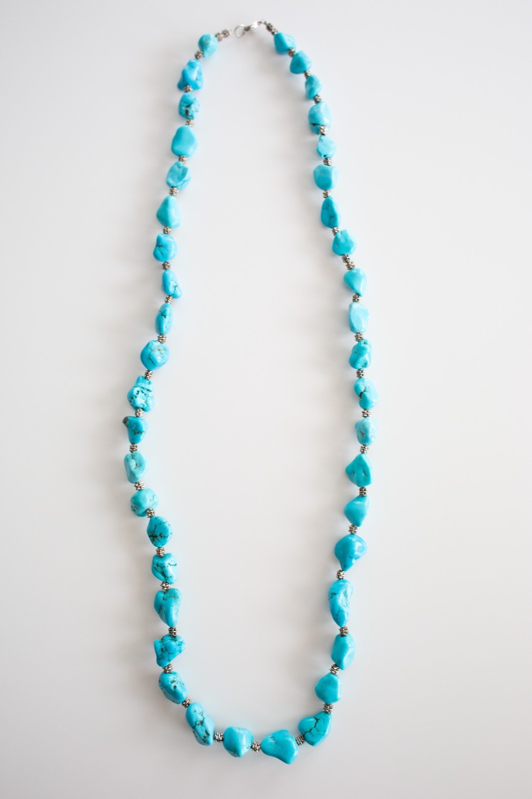 Chunky Vintage Southwestern Turquoise Nugget Necklace 38\ Chunky Vintage Southwestern Turquoise Nugget Necklace 38\