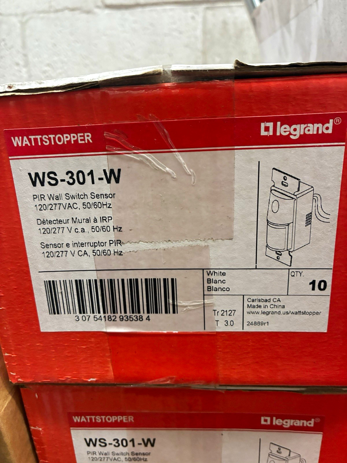 Legrand Wattstopper WS-301-W PIR Wall Switch Sensor 120/277VAC White Legrand Wattstopper WS-301-W PIR Wall Switch Sensor 120/277VAC White