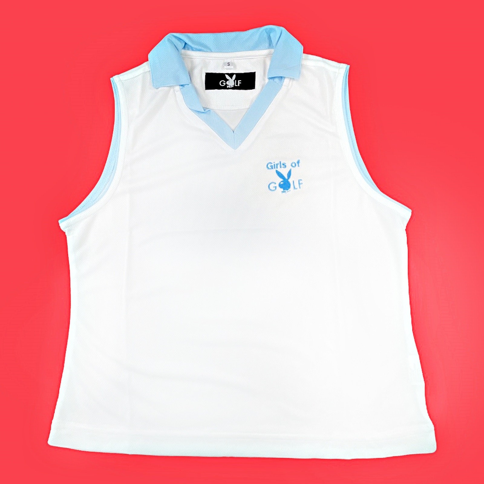 NEW Playboy Girls of Golf Top White Blue Embroidery from Tournament SMALL