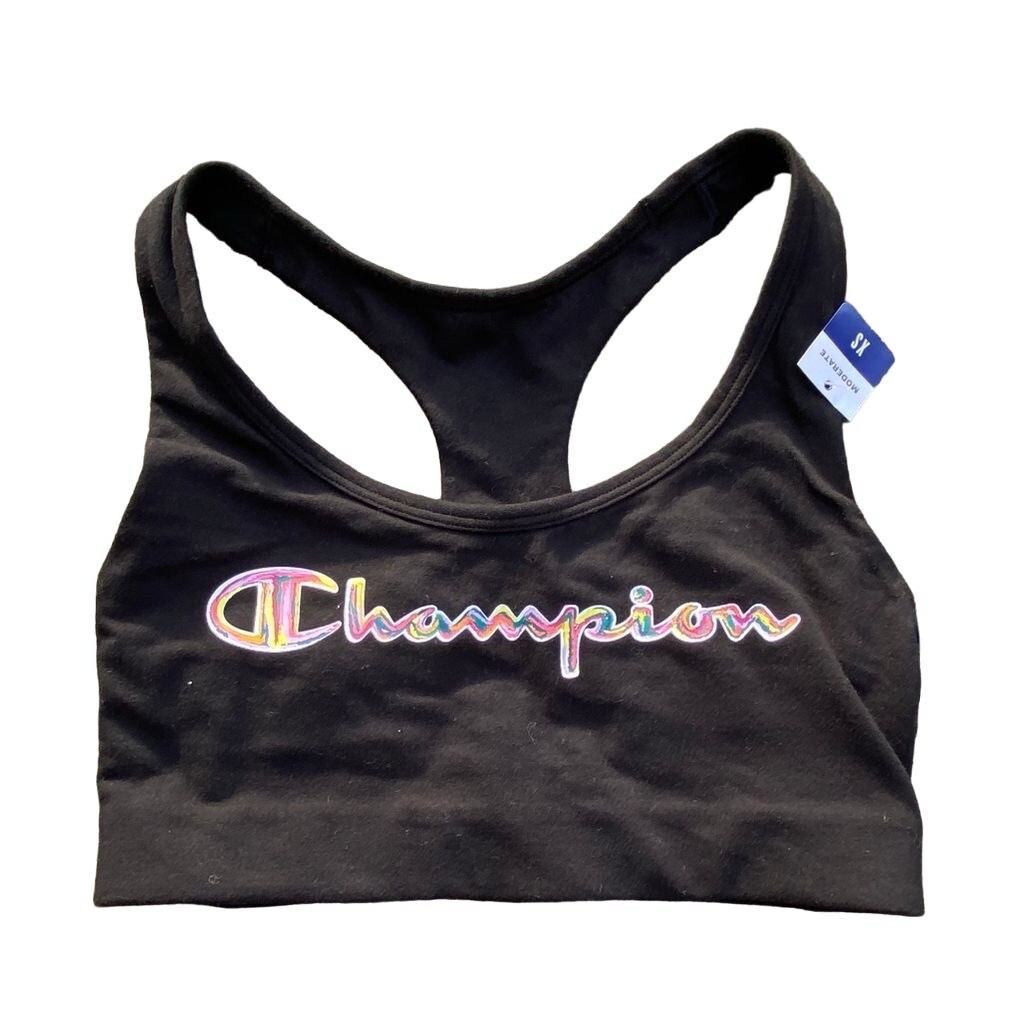 Champion The Authentic Women\'s XS Black Sports Bra Moisture-Wicking Stretch NWT