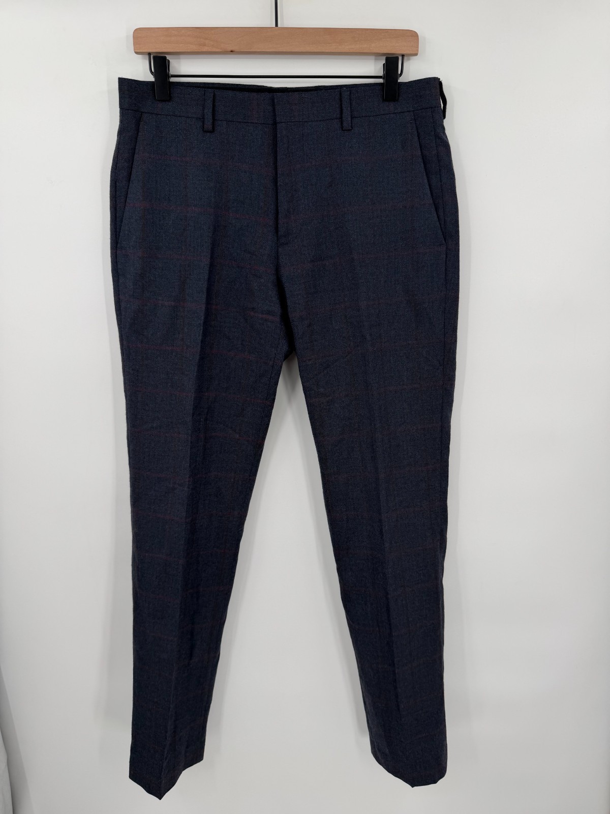 J.Crew Ludlow Slim Mens Moon Worsted Wool Dress Pants 30x32 Plaid Herringbone