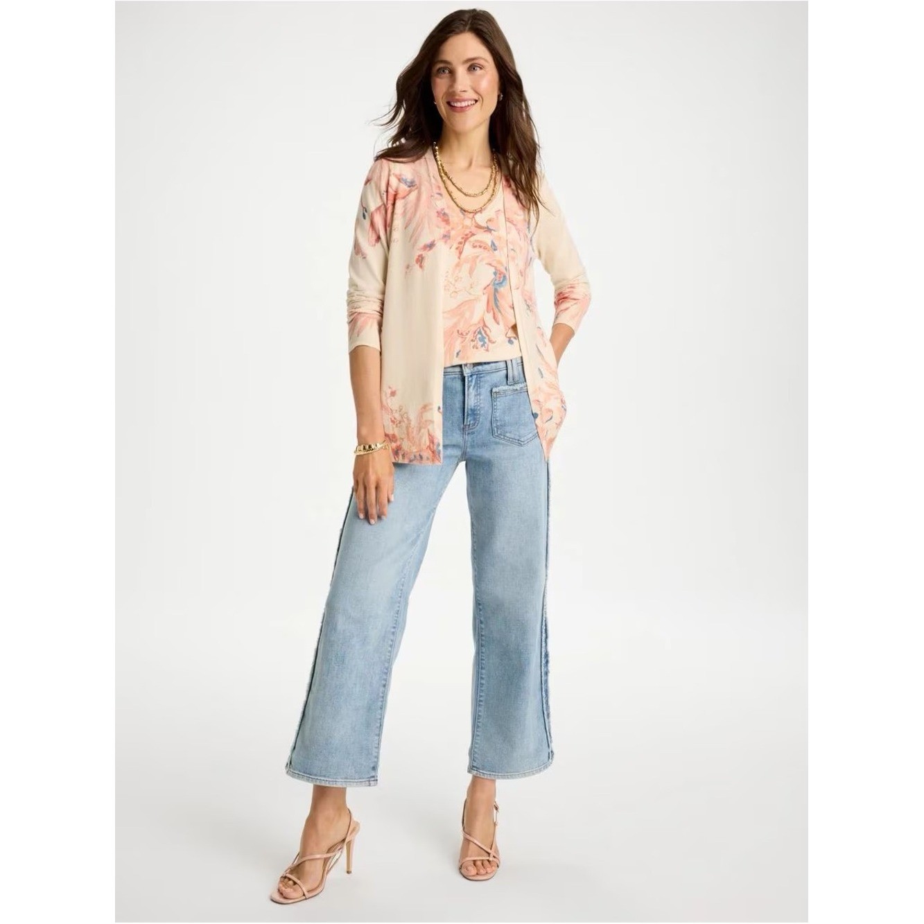 Chico\'s Frayed Contrast Girlfriend Wide Crop Jeans NWT SIZE 1.5 or Size 10