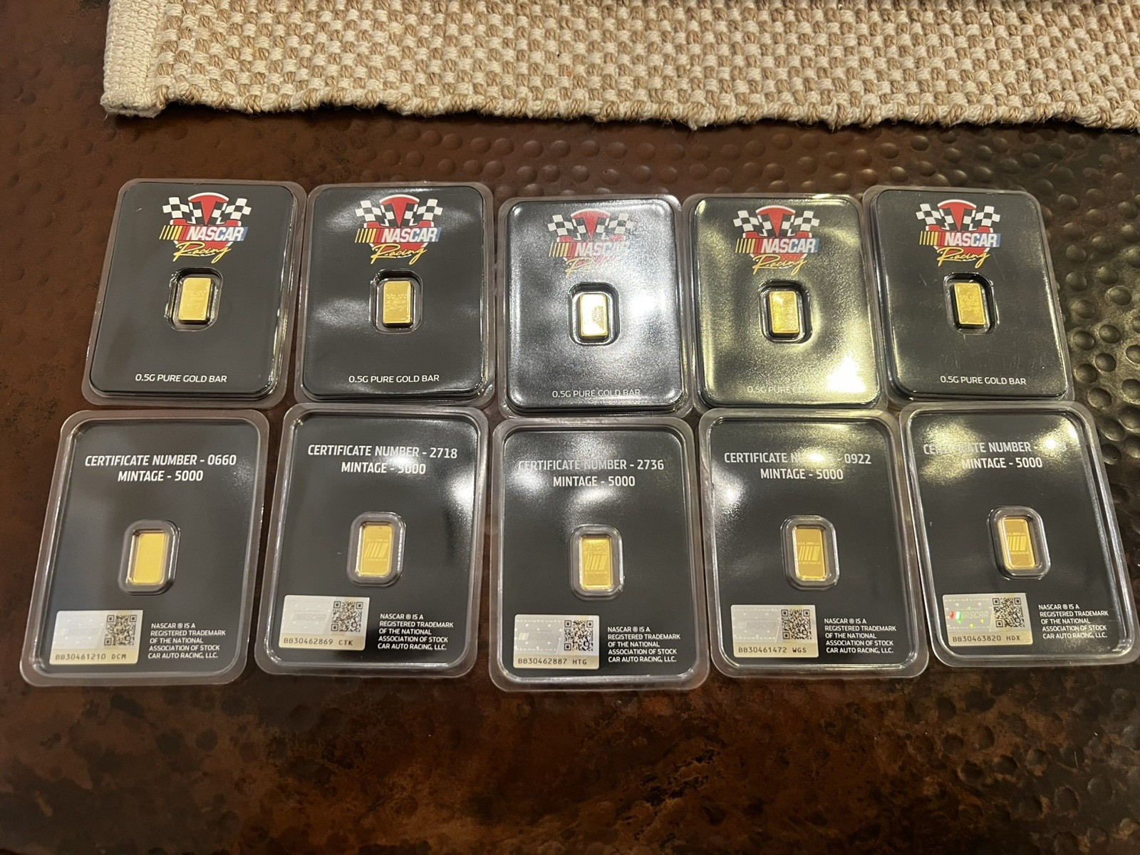 NASCAR 24k  .5 gram Gold Bar .9999 Mexico International Cup Certified Buillion