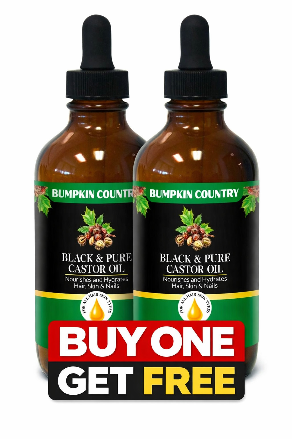 buy  one get one 2x4oz AUTHENIC Jamaican Castor Oil | 100% Organic Cold Pres
