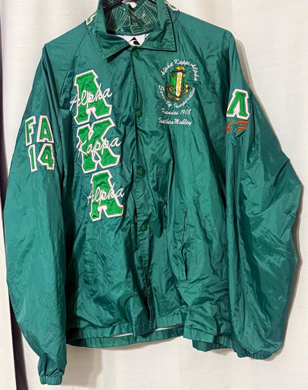 Augusta Sportswear Green Alpha Kappa Alpha AKA Snap Front Jacket Fit L