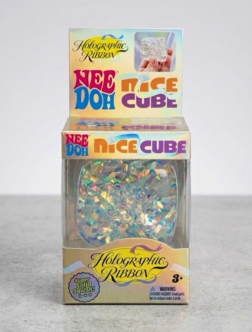 *NEW NEEDOH RARE* HOLOGRAPHIC RIBBON EDITION (Box Sealed) Nice Cube Squishy Toy