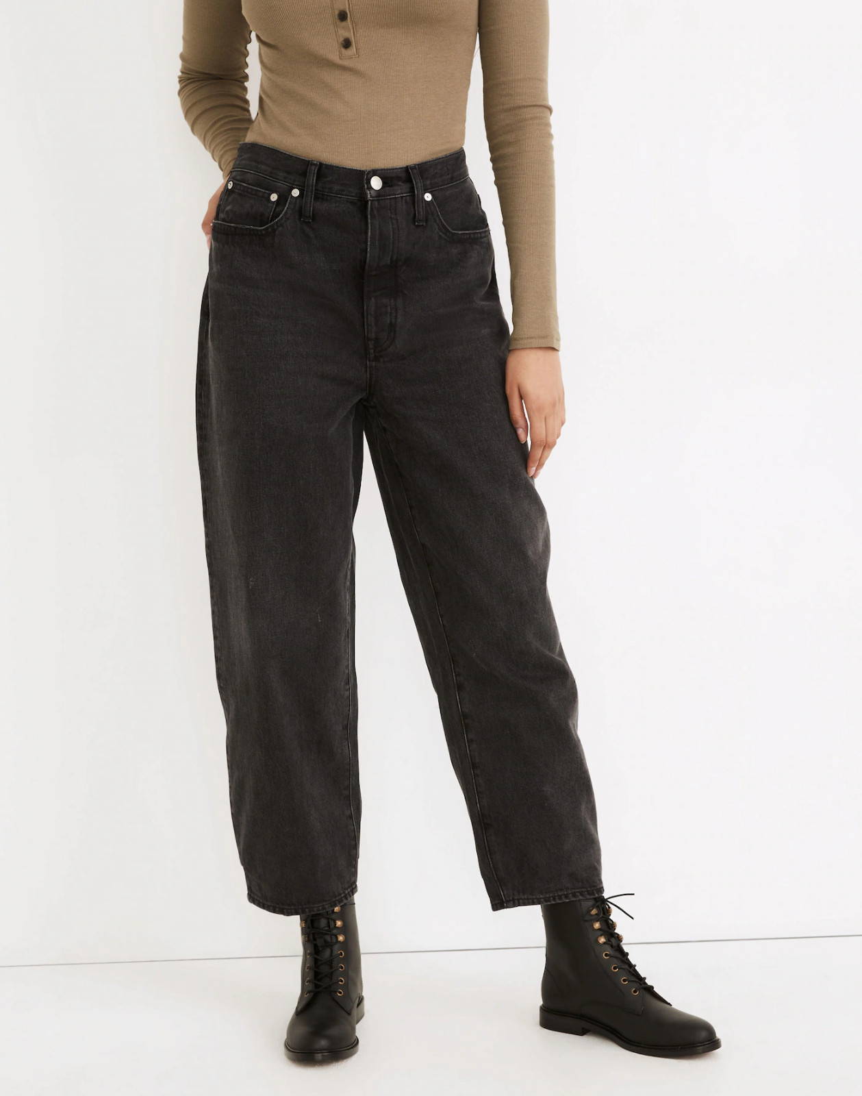 Madewell Women\'s Balloon Jean Size 28 Black Doll Wash