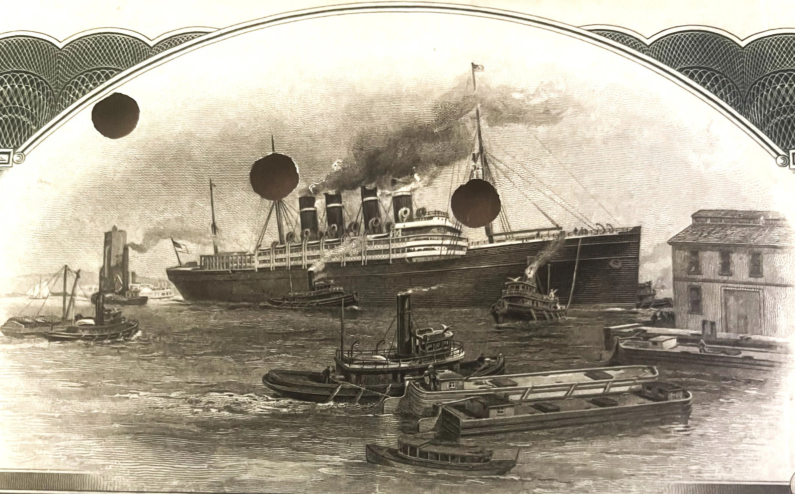 Antique 1910s–1920s Titanic IMM Stock Certificate No JPM Punch Green 100 Shares