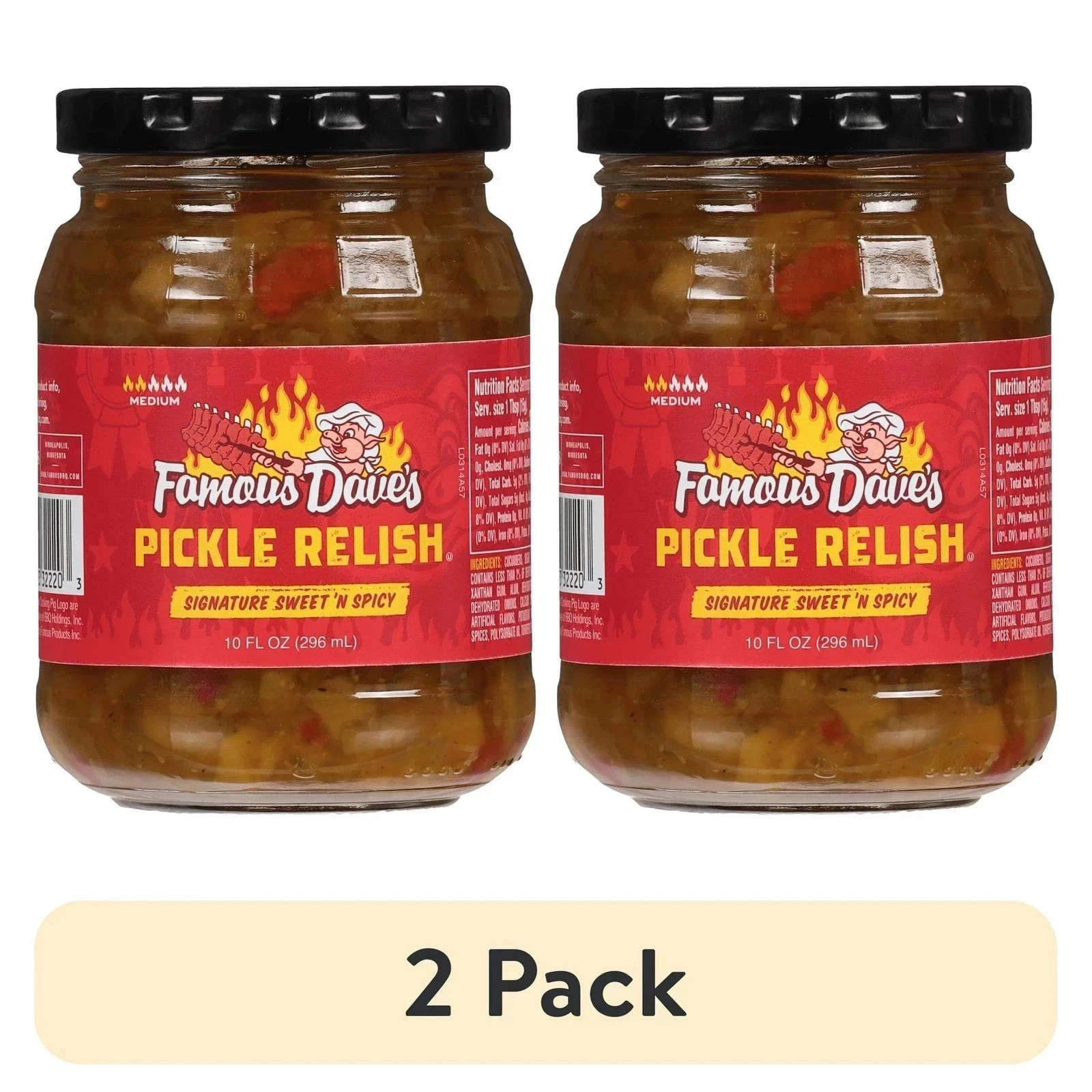 (2 pack) Famous Dave\'s Signature Sweet \'N Spicy Pickle Relish, 10 fl oz Jar.... (2 pack) Famous Dave\'s Signature Sweet \'N Spicy Pickle Relish, 10 fl oz Jar....