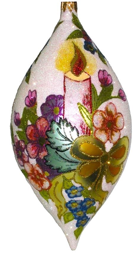 Larry Fraga Designs Flower Ball Christmas Candle Made in Poland Larry Fraga Designs Flower Ball Christmas Candle Made in Poland