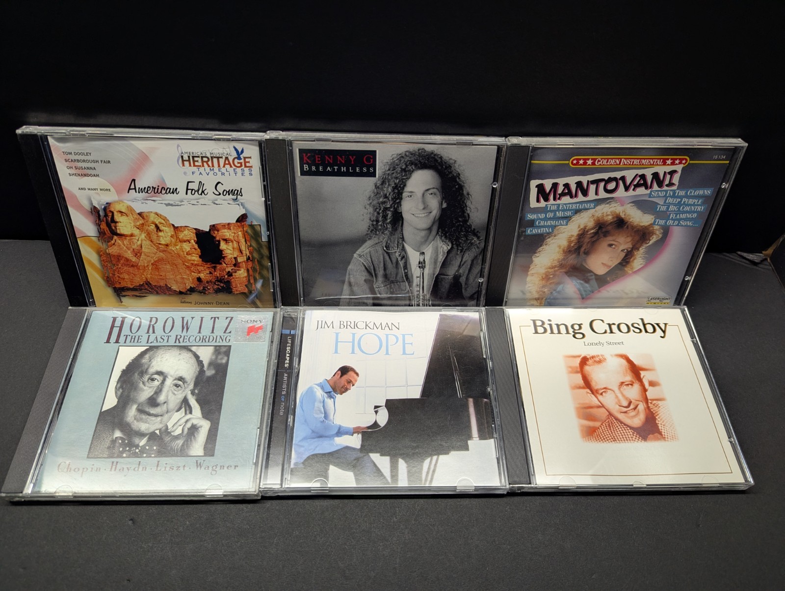 6 CD Lot Kenny G Bing Crosby Mantovani Horowitz Jim Brickman American Folk