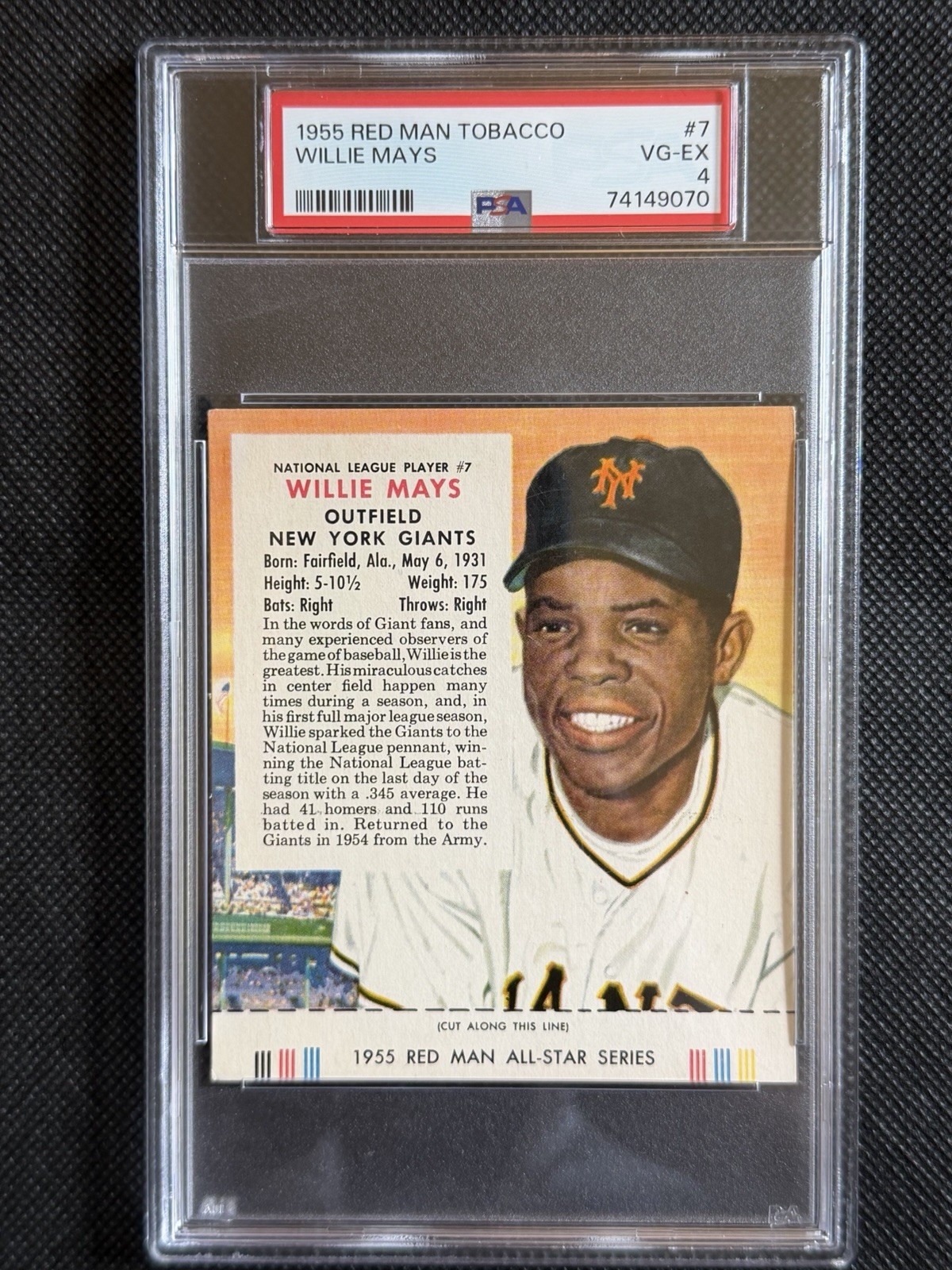 1955 RED MAN TOBACCO WILLIE MAYS PSA 4 HOF RARE WITH TAB - Amazing Deal