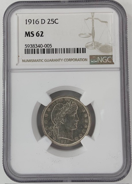1916 Denver Silver Barber Quarter Dollar - Incredible Luster and Eye-appeal
