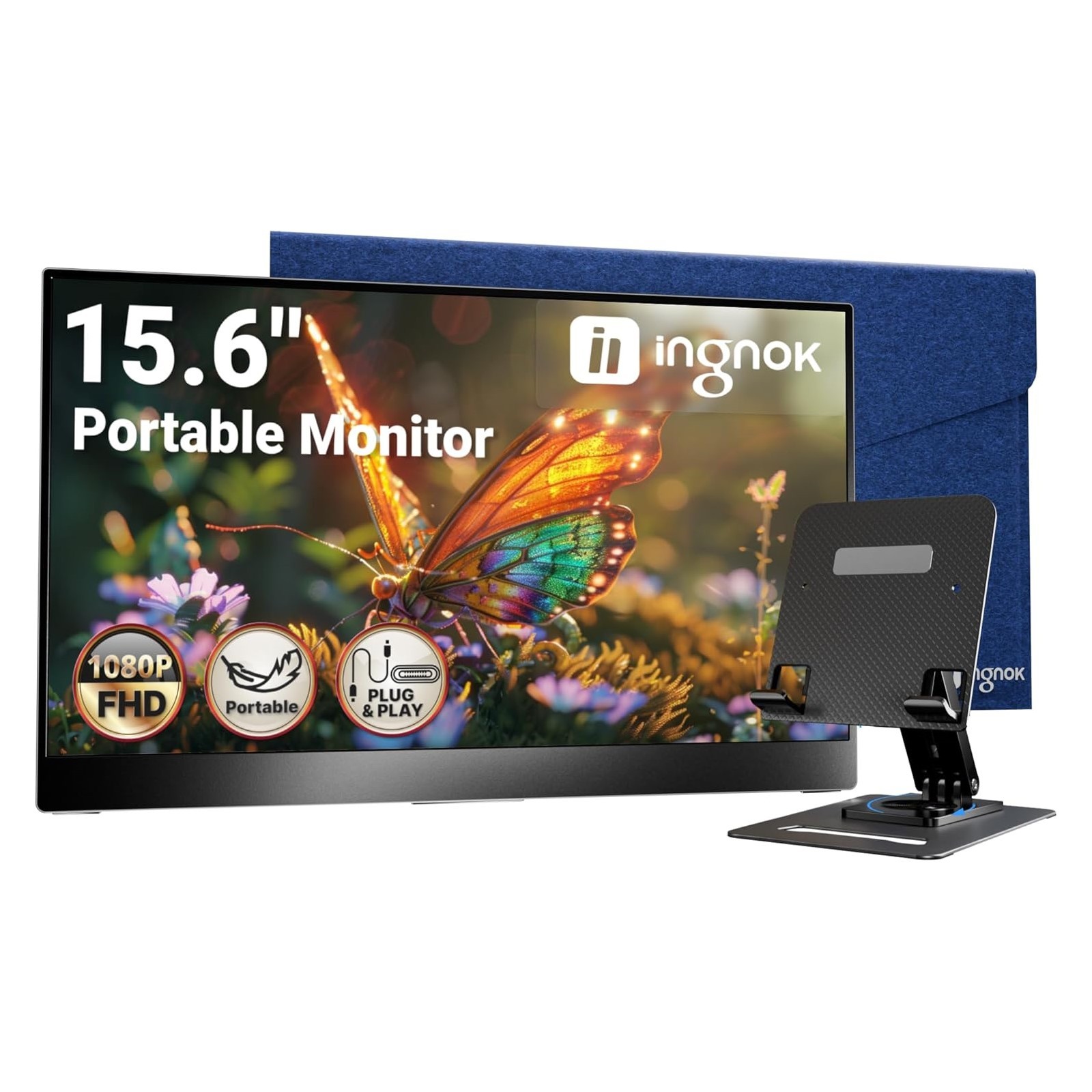 Ingnok Portable Monitor for Laptop 15.6 Inch USB C Screen Extender HDMI