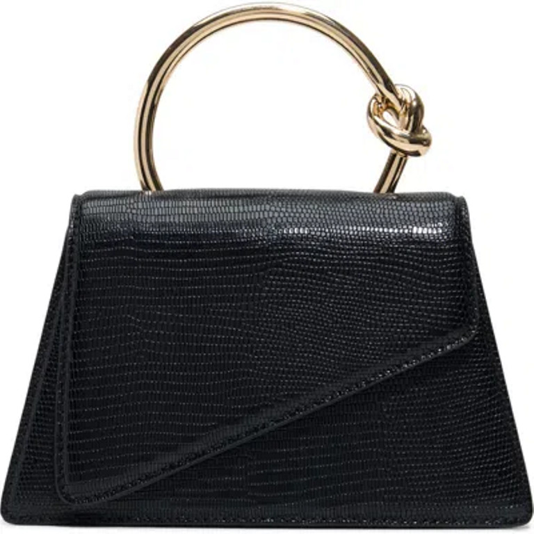 ALDO Aellaax Top Handle Handbag Snake Print Black Gold