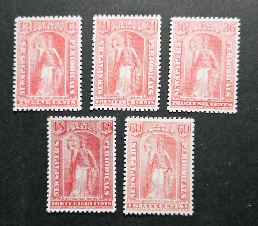 US Stamp SC# PR40-PR44 1875 Newspaper & Periodical Revenue Tax Replica Set US Stamp SC# PR40-PR44 1875 Newspaper & Periodical Revenue Tax Replica Set