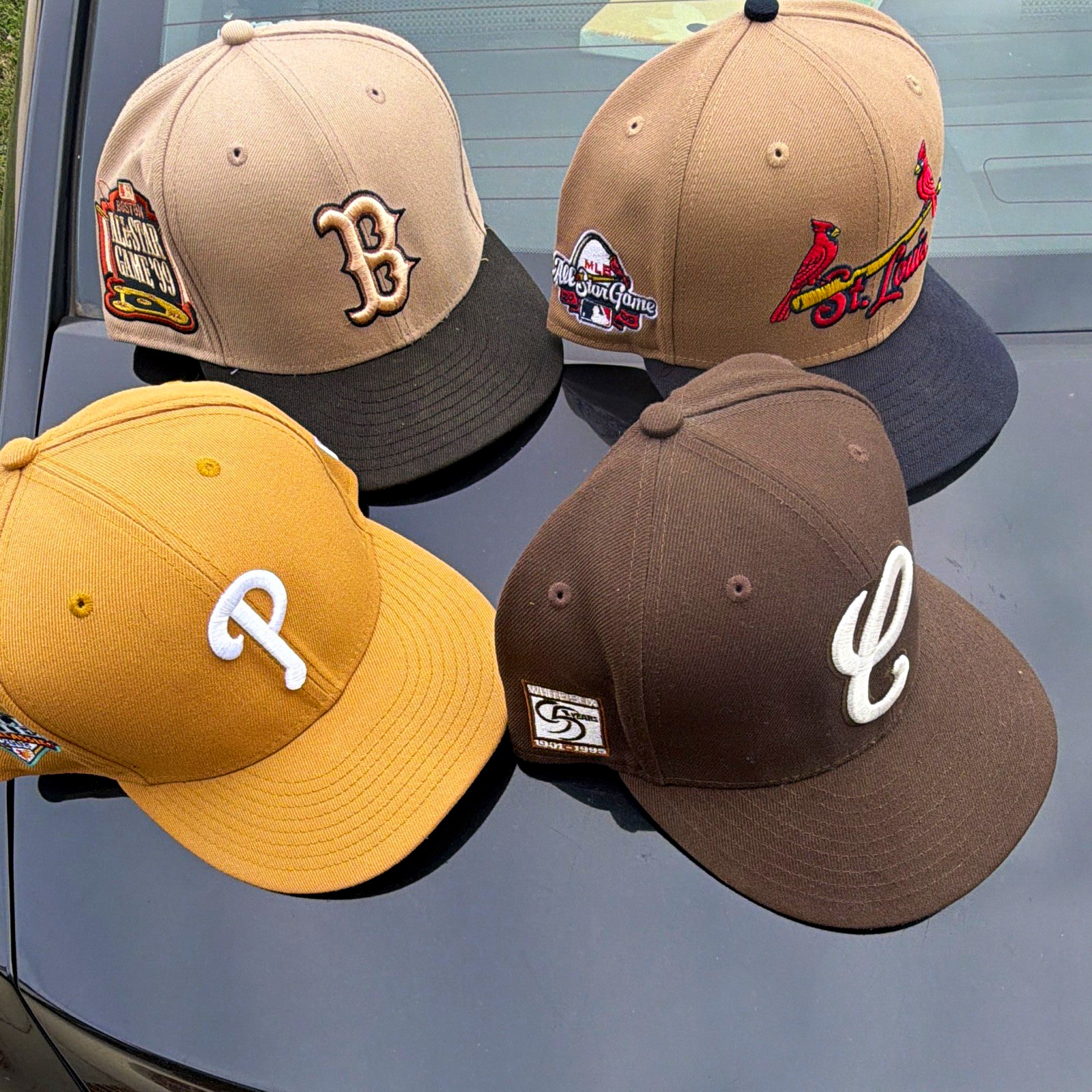 New Era Lot of 4 MLB Caps side patch. PHILLIES HAT IS 7/ 3 4ths