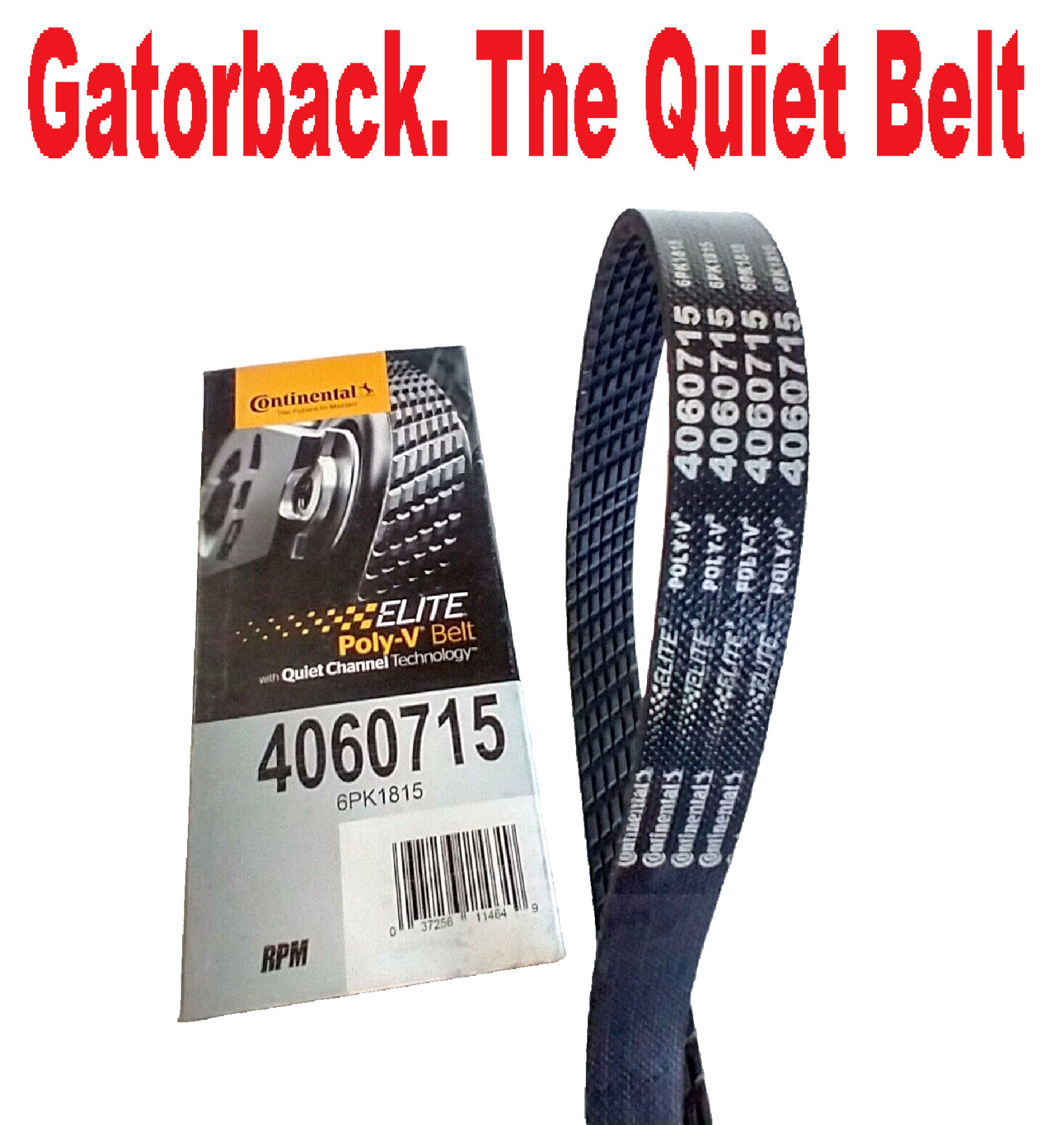 Serpentine Poly-V Belt Quiet Belt GATORBACK CONTINENTAL ELITE 4060715, 6PK1815