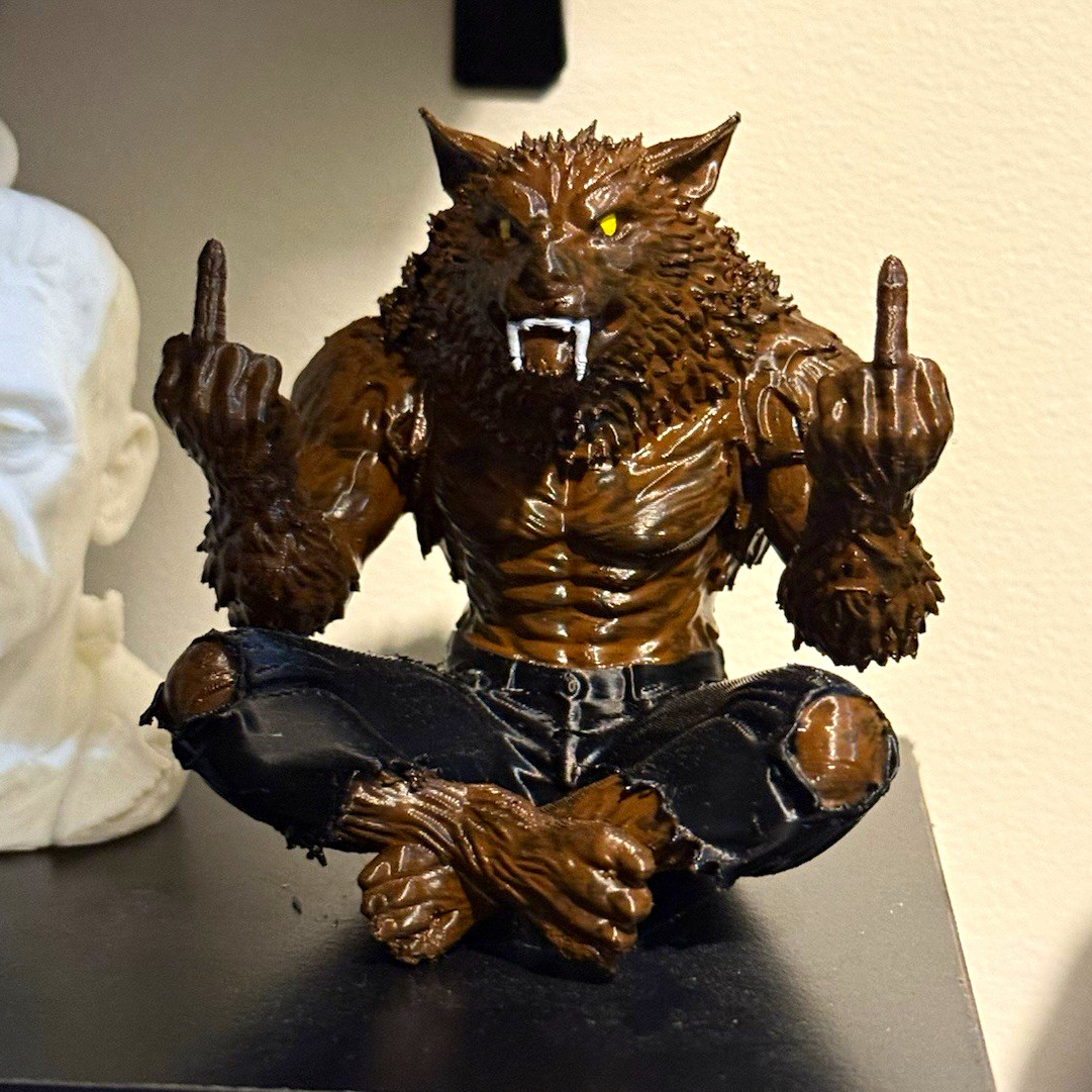 Hand painted werewolf custom figure. Shelf sitter wolfman 