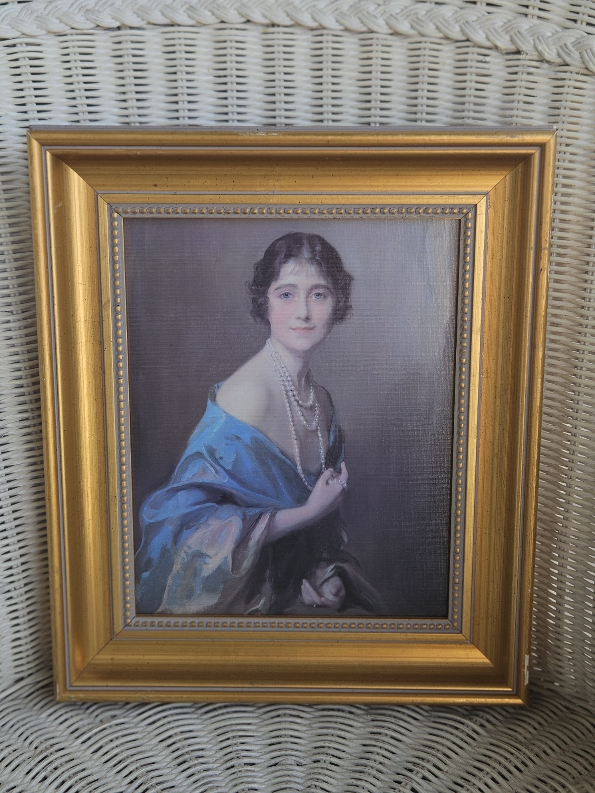 Vintage Framed Picture Of Queen Mother Elizabeth Dutchess Of York