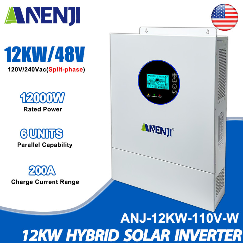 12KW 48V Hybrid Solar Inverter Split Phase 120V/240V Dual MPPT 200A Parallel