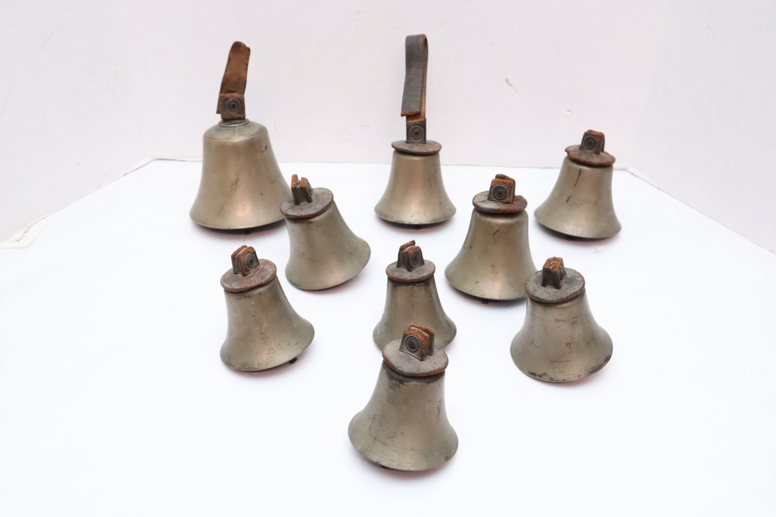 DEFECTIVE Antique Whitechapel Handbells Set of 9 Church Choir Hand Bells G3D