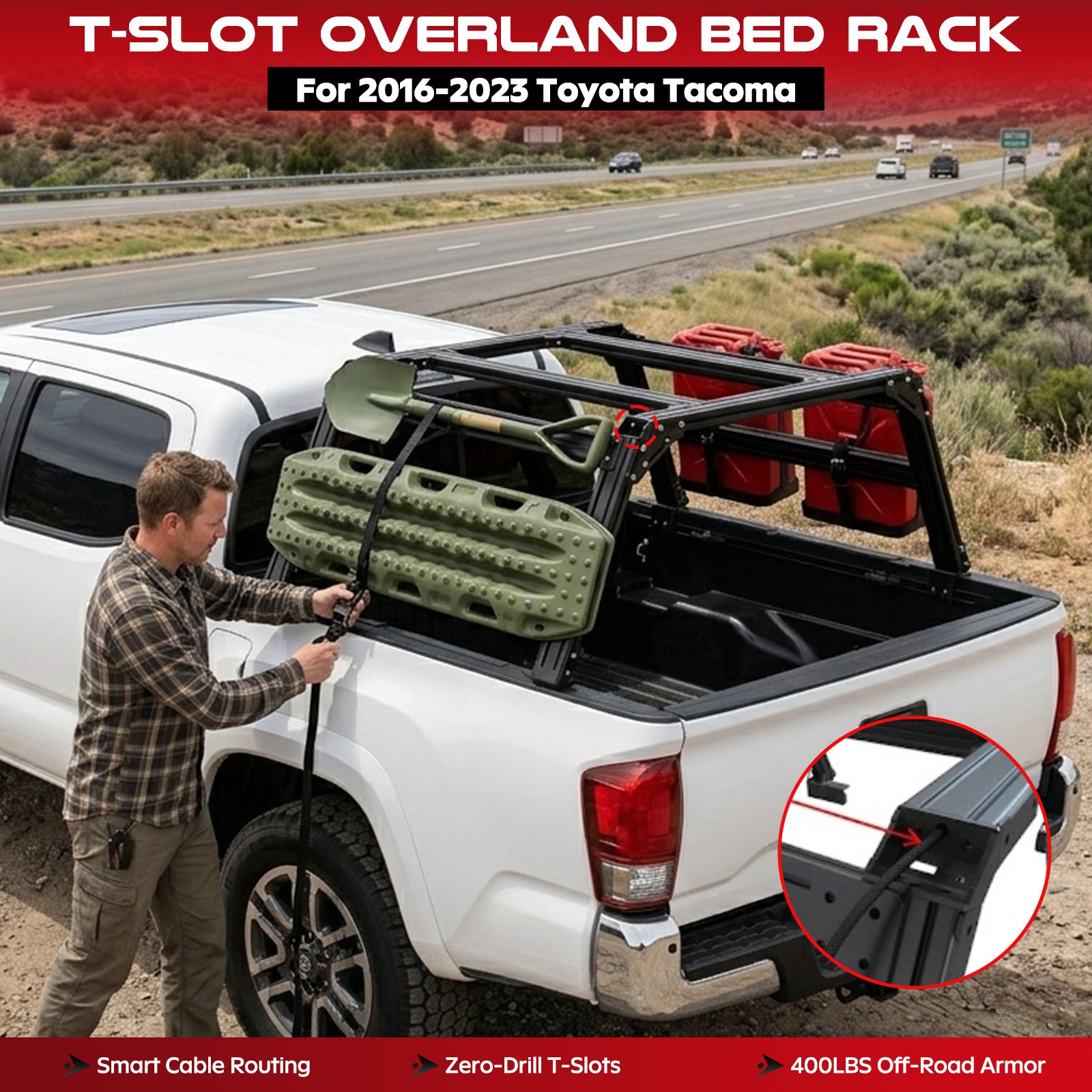 1500lbs Overland Truck Bed Ladder Rack Cargo Carrier For 2005-2023 Toyota Tacoma