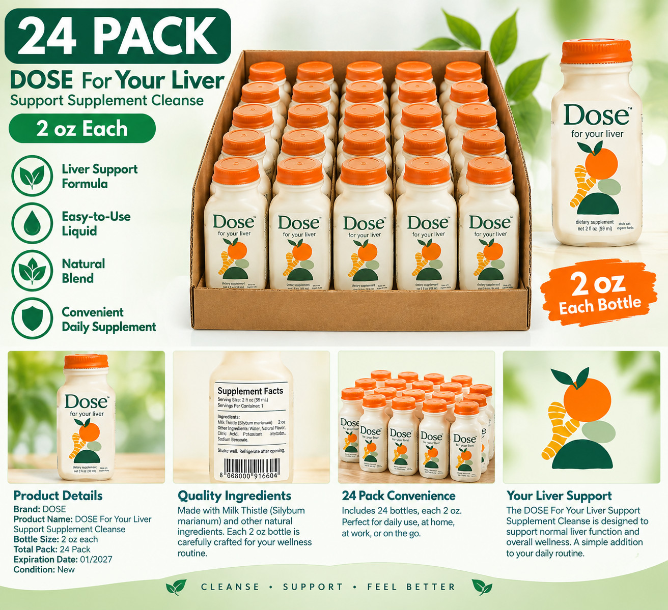 Dose for your Liver Daily Liquid Dietary Supplement 2 oz PACK 24