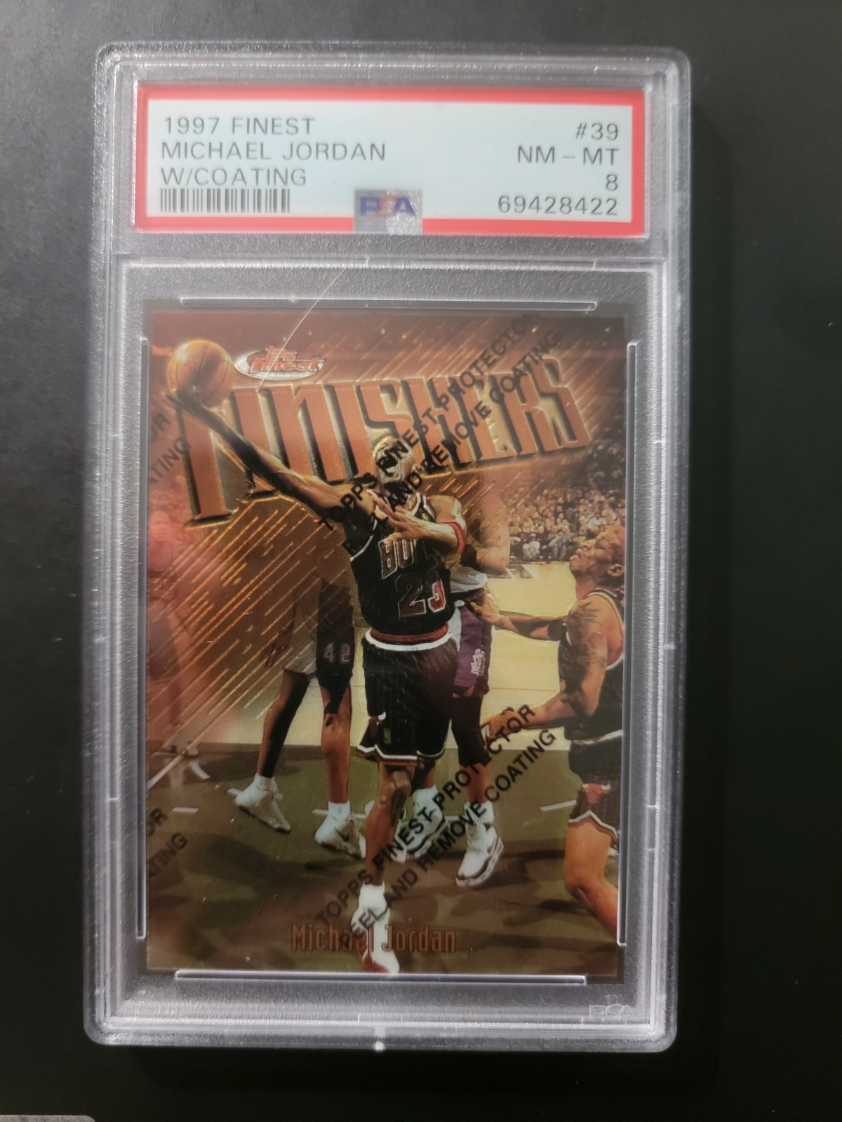 1997-98 Topps Finest - Finisher- Michael Jordan #39 PSA NM-MT 8