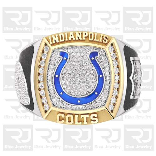 Indianapolis Colts Men\'s 2. Ct Moissanite Two-Tone 925 Silver Championship Ring