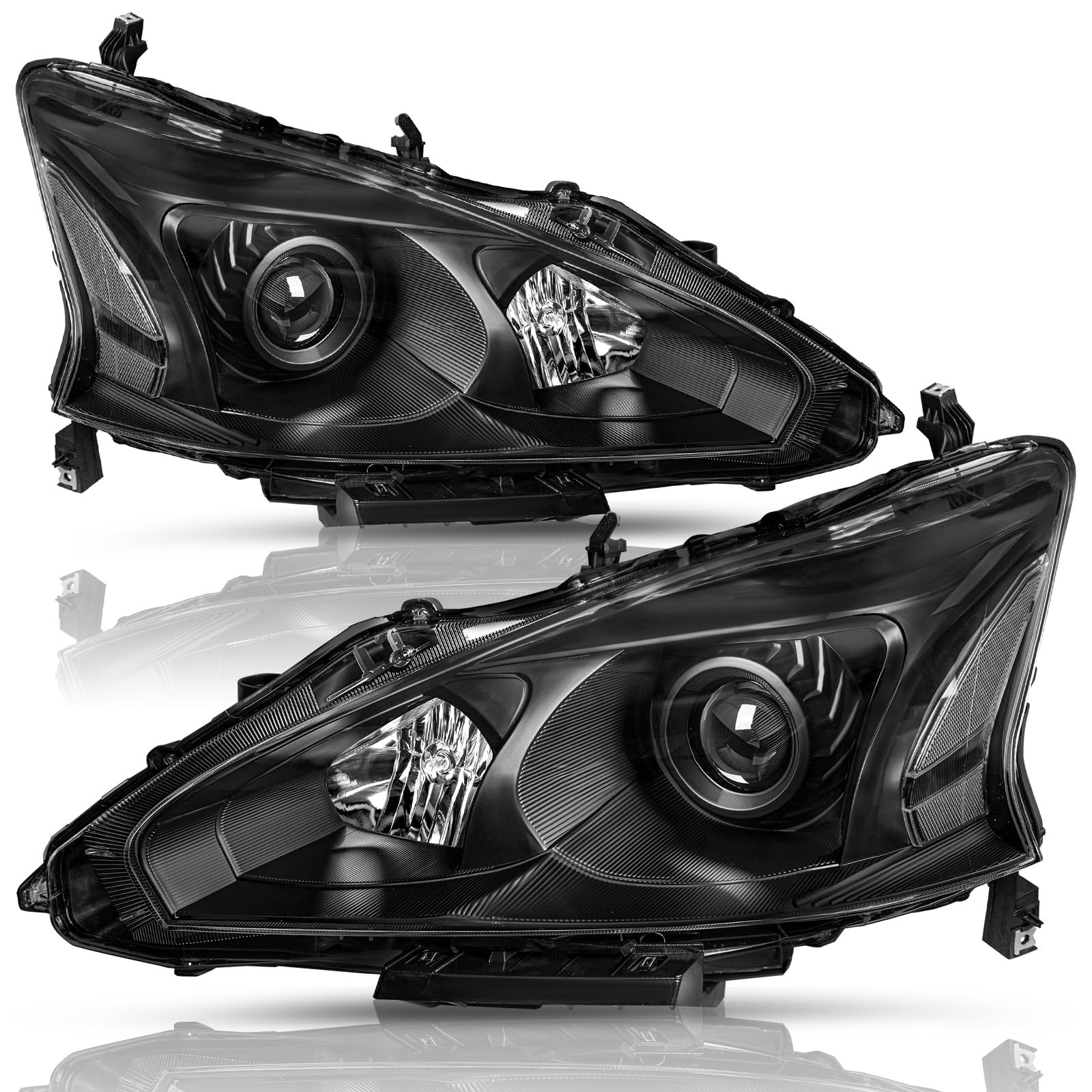 Halogen Headlights Assembly For 2013-2015 Nissan Altima 4Dr Sedan