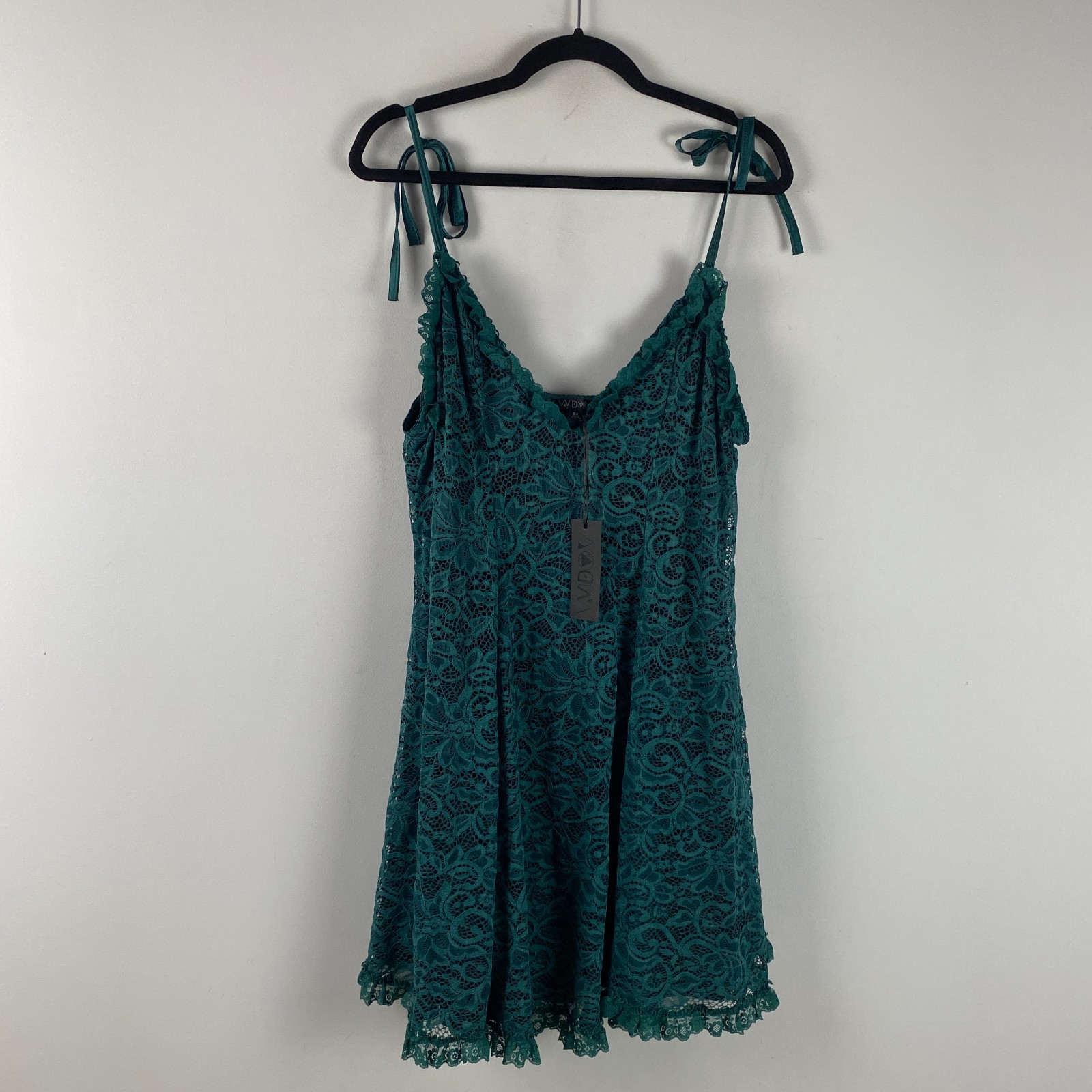 Widow Dolls Kill Deep Green Floral Lace Mini Dress 3X Gothic Fairy Witchy