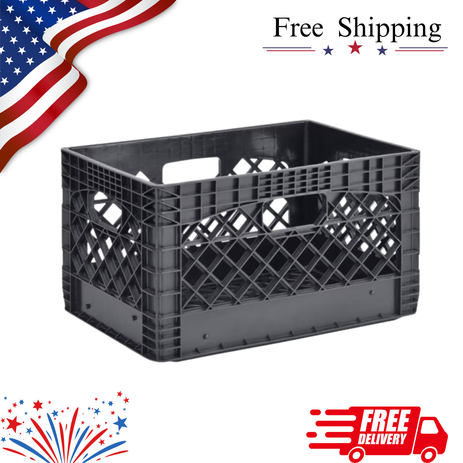Juggernaut Storage 24QT Plastic Heavy-Duty Milk Crate, Black***** Juggernaut Storage 24QT Plastic Heavy-Duty Milk Crate, Black*****