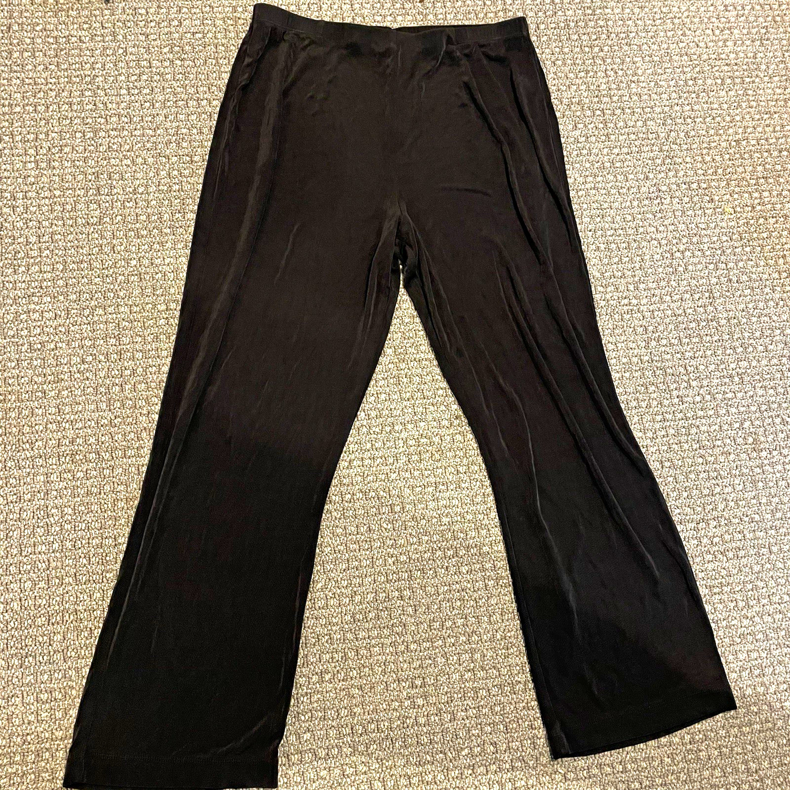 Chico\'s Travelers Pants Womens 3 Short XL Black Acetate Slinky Stretch Pull On