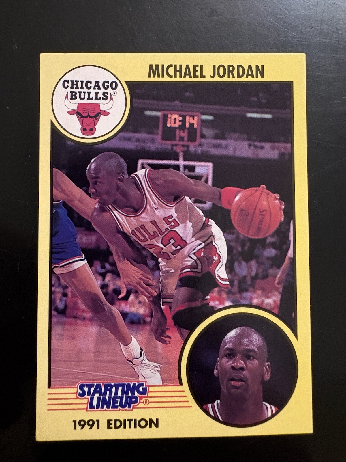 1991 Kenner Starting Lineup Card Michael Jordan Bulls White Uniform Dribbling