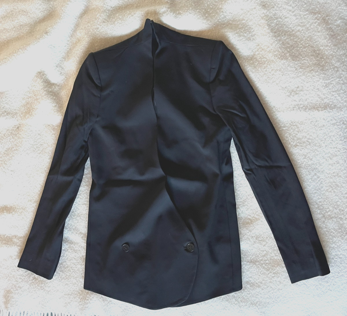 Theyskens\' Theory Black Satin Swallowtail Blazer Jacket Double Button US Size 4