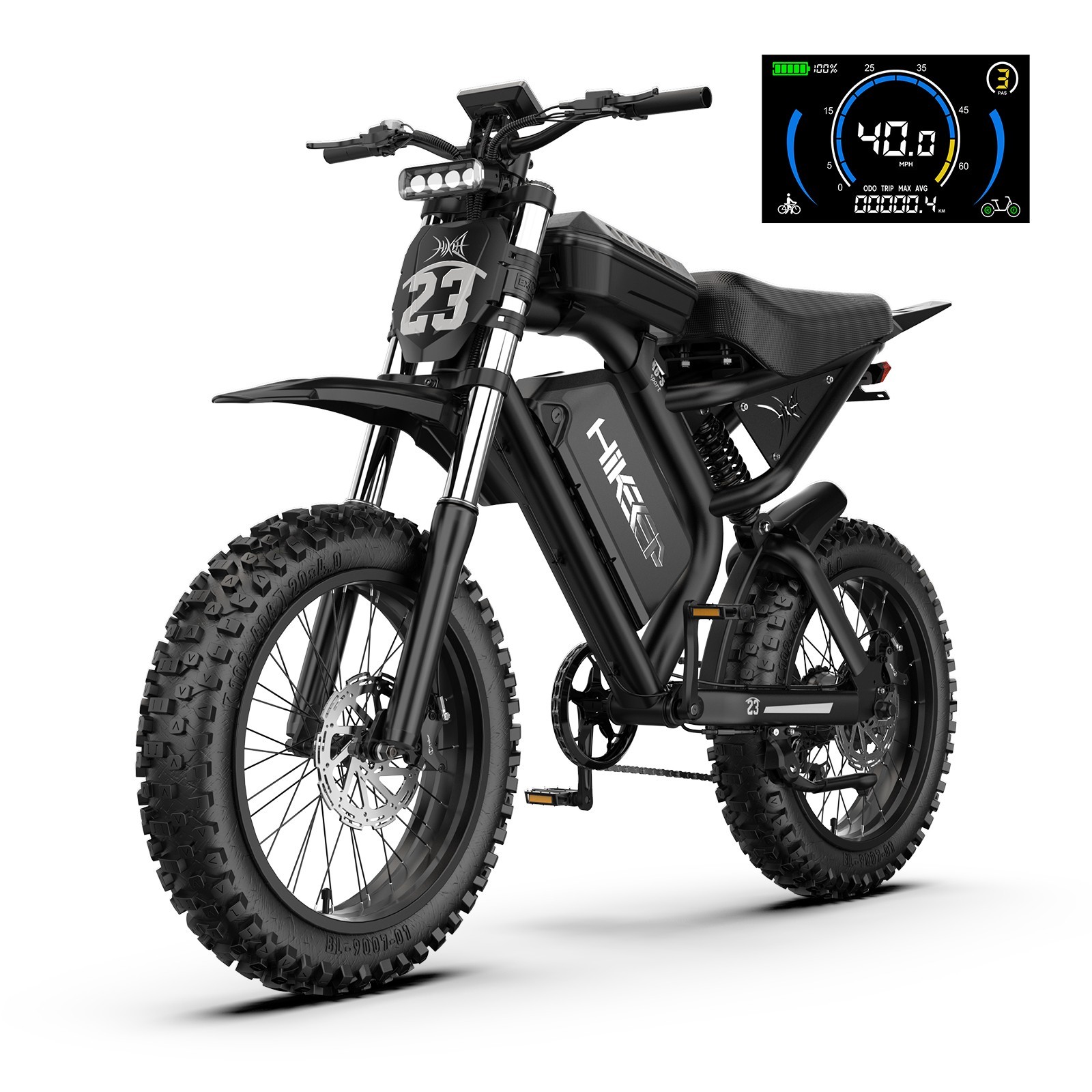 3000W Peak E-Mountain bike 52V 40Ah Electric Dirt Bike 20'' Tire Bicycle Adults