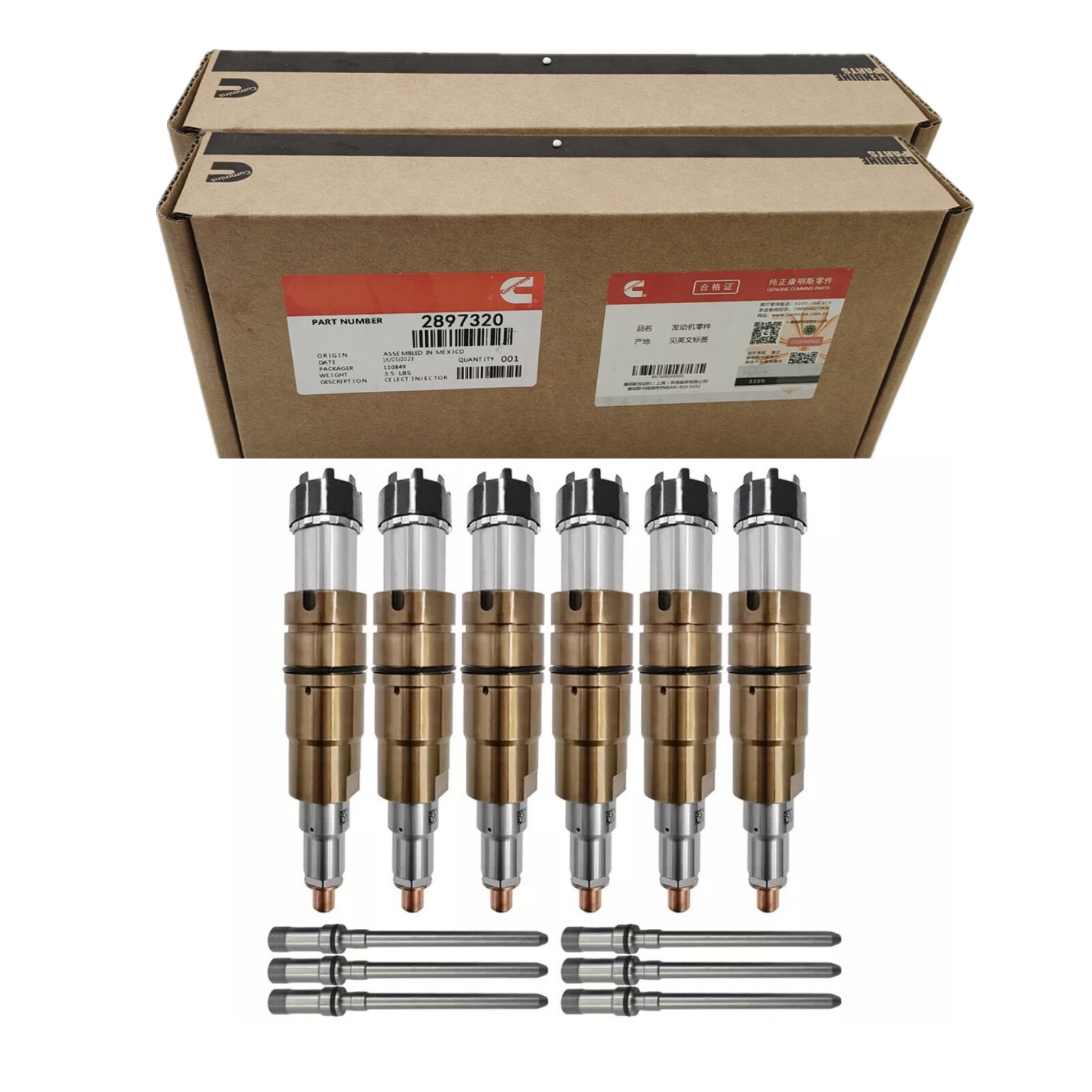 6X CUMMINS ISX15 FUEL INJECTOR 2897320 5579419 SUPERCED 5579419PX 2897320PX Tube