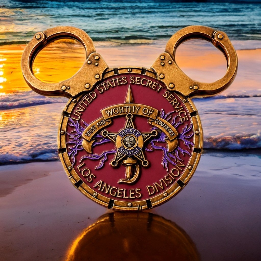 🔥Walt Disney Resort Mickey Ears Maroon Disney Challenge Coin US Secret Service