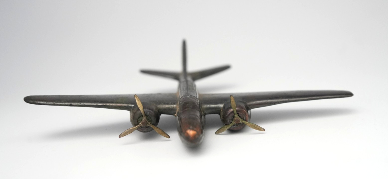 RARE 1940's WW2 Solid Bronze Brass Bomber Airplane War Plane Figurine Toy - VTG